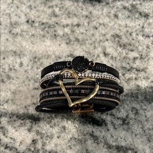 Black and Gold Heart Bracelet
